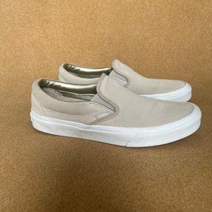 Vans Classic Nude Perforated Suede Slip On Sneakers | Size 8.5W/7.5M